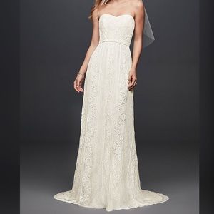 NWT Strapless A-Line Lace Wedding Gown
